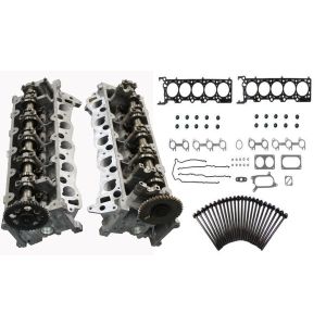 Ford 6.8 SOHC V10 Cylinder Head Pair F-250 F-350 E-350 SUPER DUTY 20 VALVE Casting # RF-F7UE 1997 - 1999 with Head Gasket Set & Head Bolts
